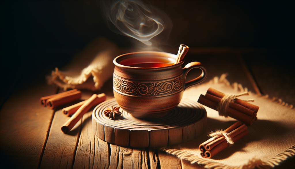 Warm cinnamon tea with cinnamon sticks
